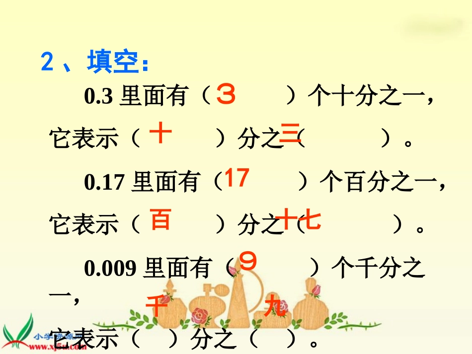 人教版五年级下册数学《分数和小数的互化及练习十九》教学课件1_第3页