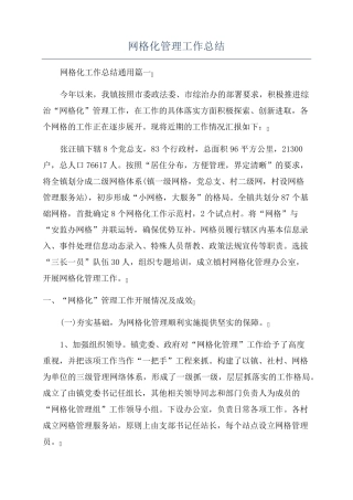 网格化管理工作总结 