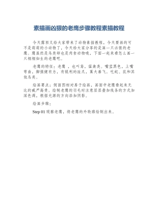 素描画凶狠的老鹰步骤教程素描教程