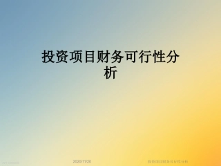 投资项目财务可行性分析
