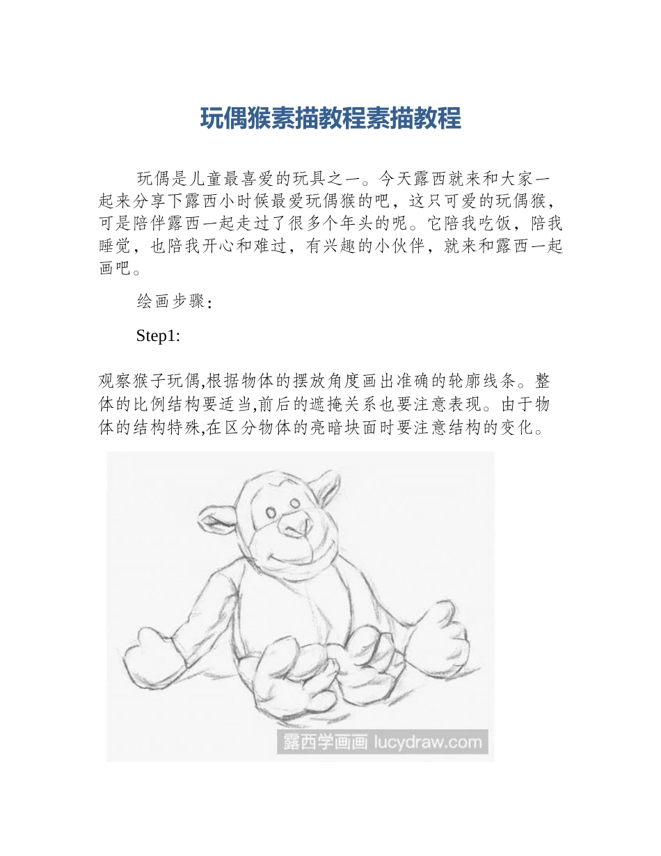 玩偶猴素描教程素描教程_第1页