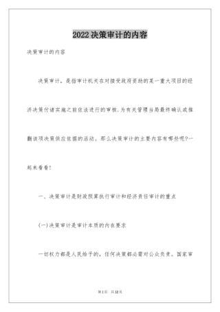 2024决策审计的内容