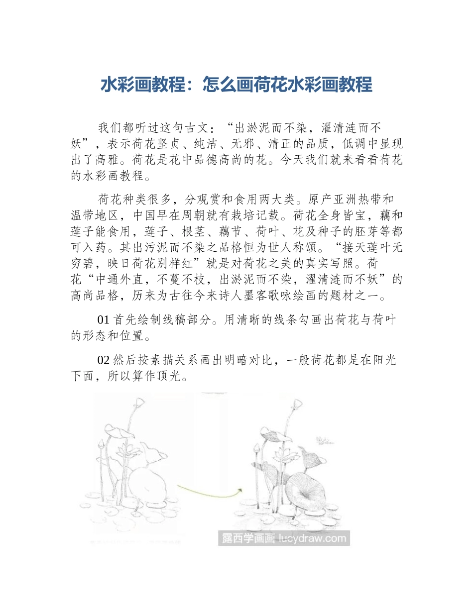 水彩画教程：怎么画荷花水彩画教程_第1页