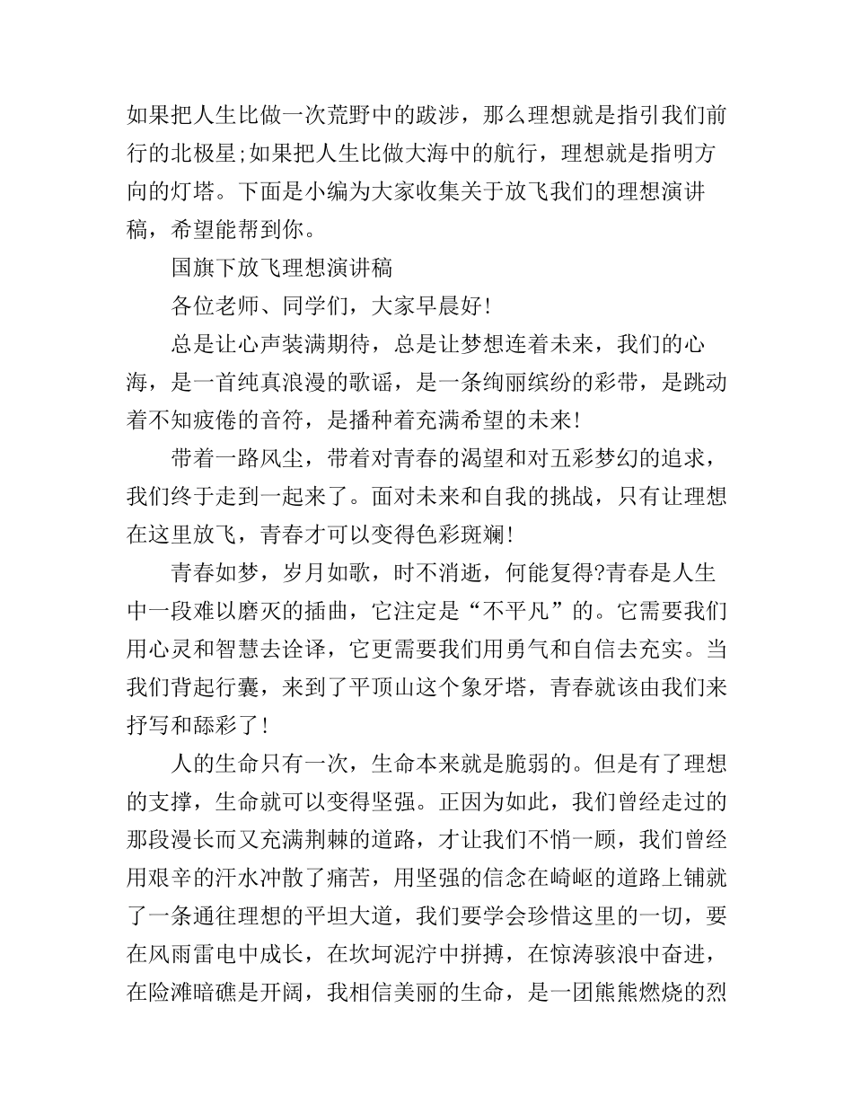 放飞我们的理想演讲稿500字_第1页