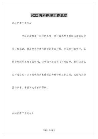 2024内科护理工作总结
