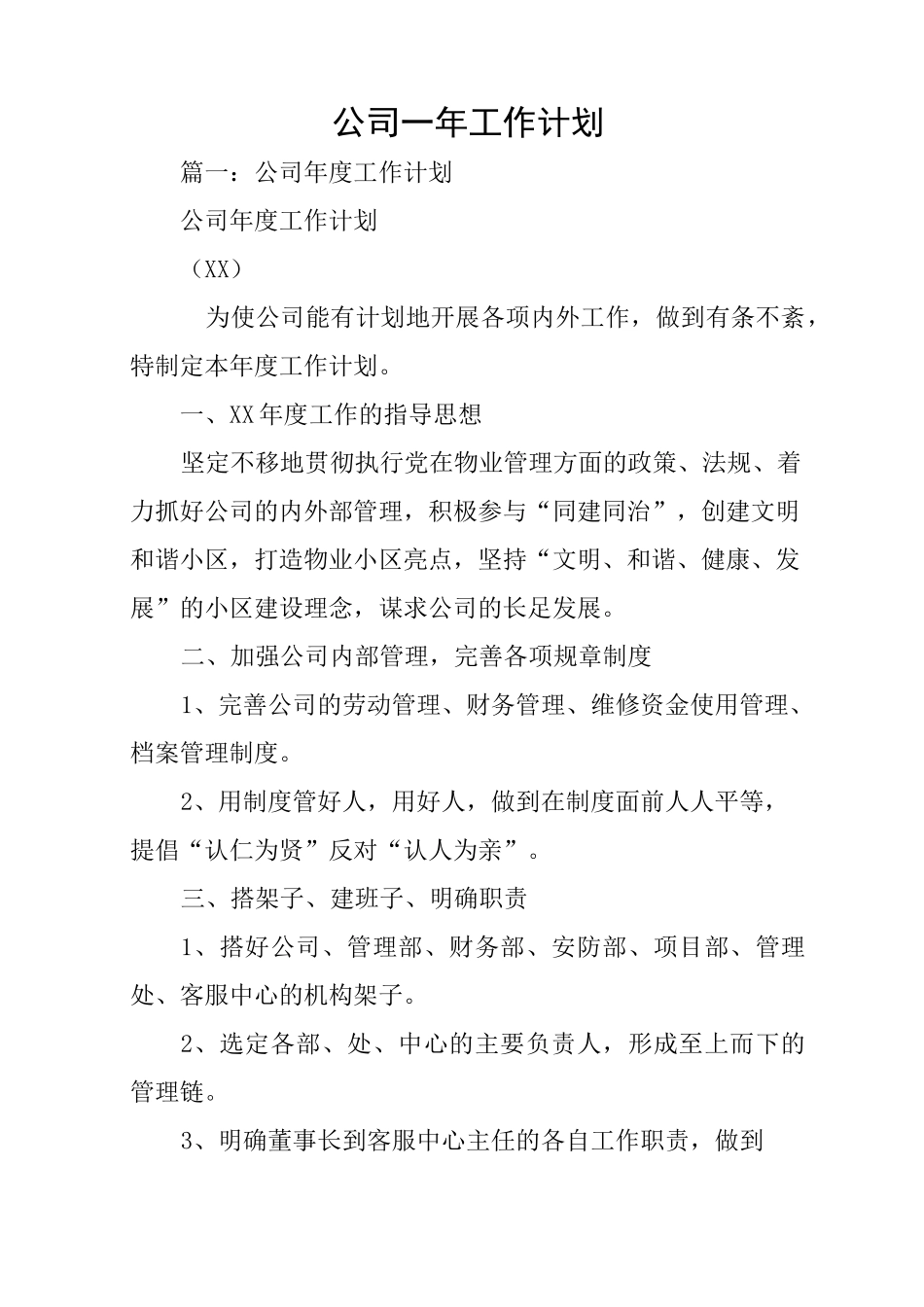 公司一年工作计划_第1页