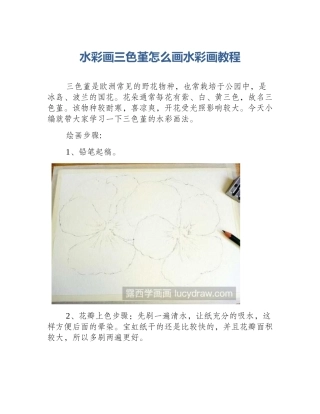 水彩画三色堇怎么画水彩画教程