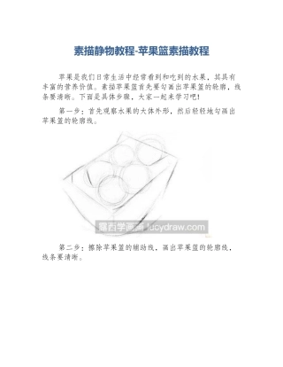 素描静物教程-苹果篮素描教程