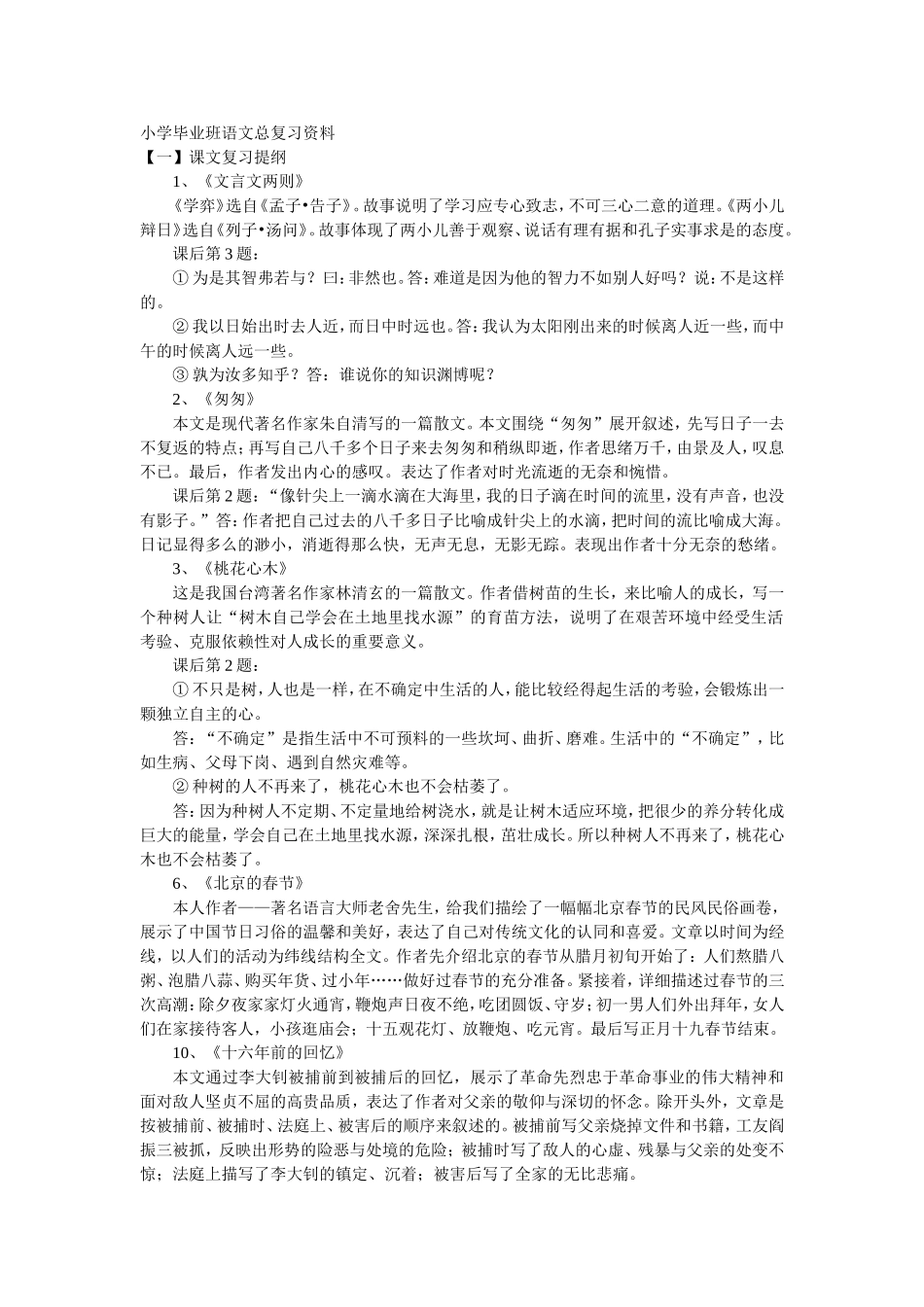 小学毕业班语文总复习资料_第1页