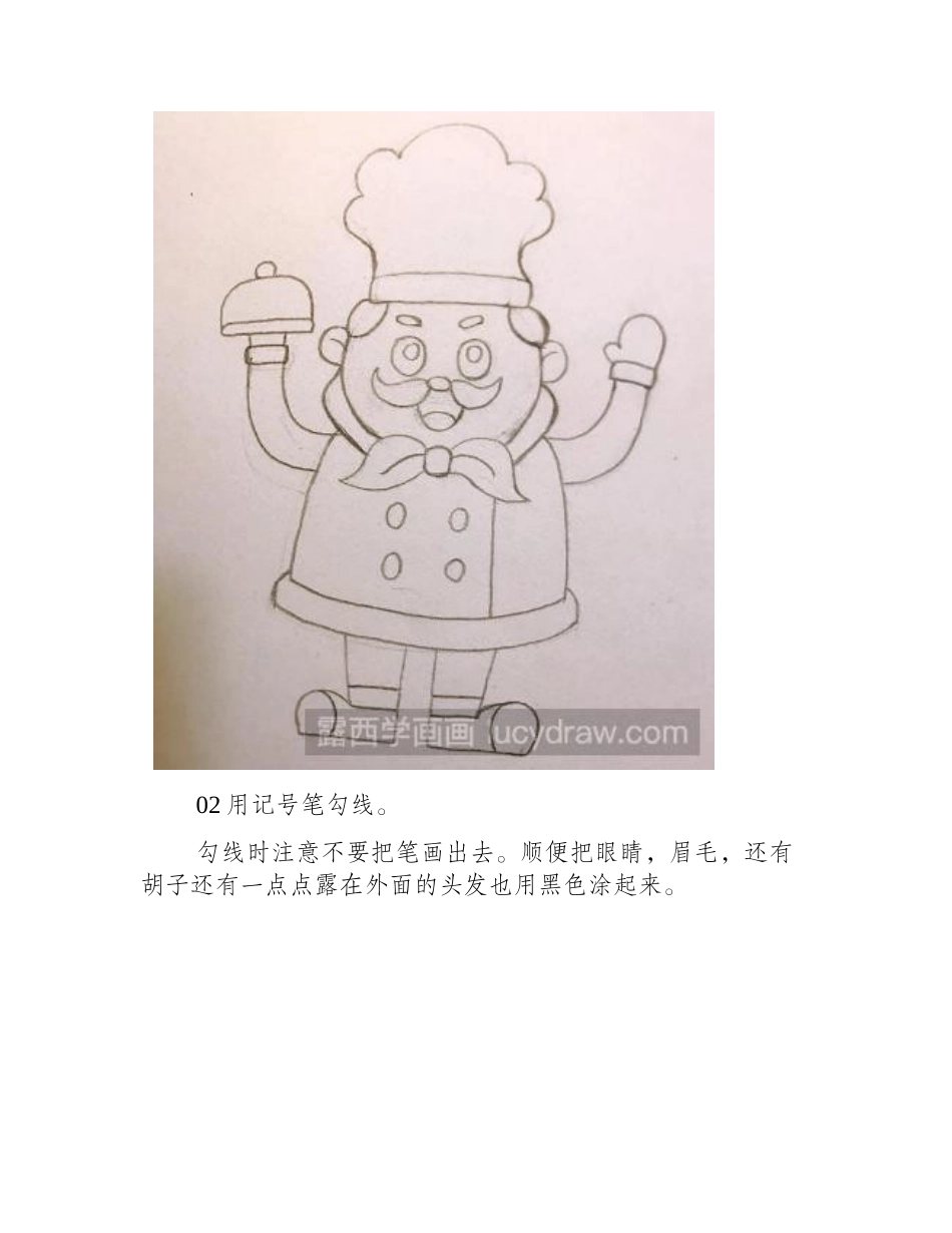 人物简笔画：教你画小厨师简笔画教程_第2页