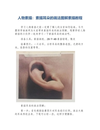 人物素描：素描耳朵的画法图解素描教程