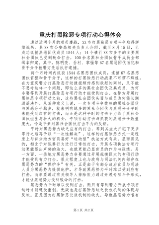重庆打黑除恶专项行动心得体会 