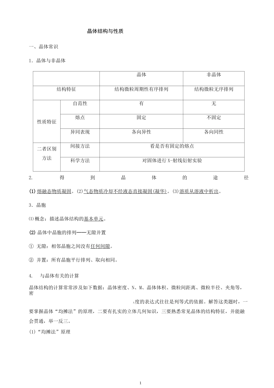 高中化学人教版晶体结构与性质知识点总结_第1页