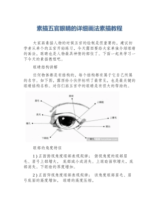 素描五官眼睛的详细画法素描教程