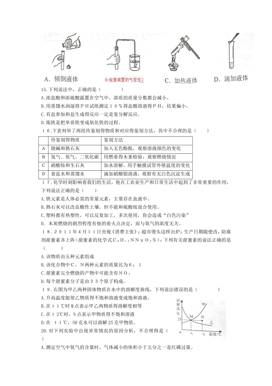 2011年甘肃省兰州市初中毕业生学业考试化学试卷_第2页