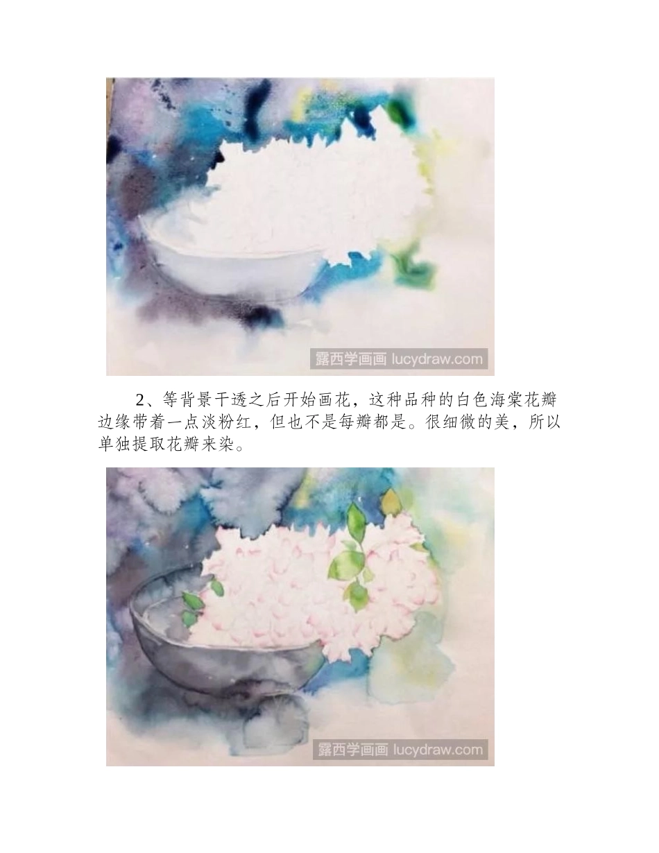 水彩画教程：怎么画白色海棠水彩画教程_第2页