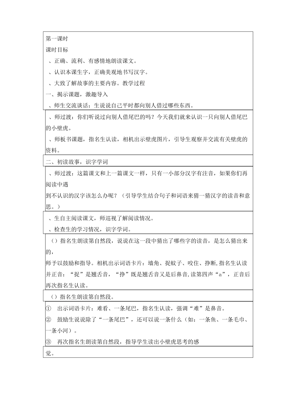 【部编版】一年级语文下册《小壁虎借尾巴》 集体备课 教学设计_第2页