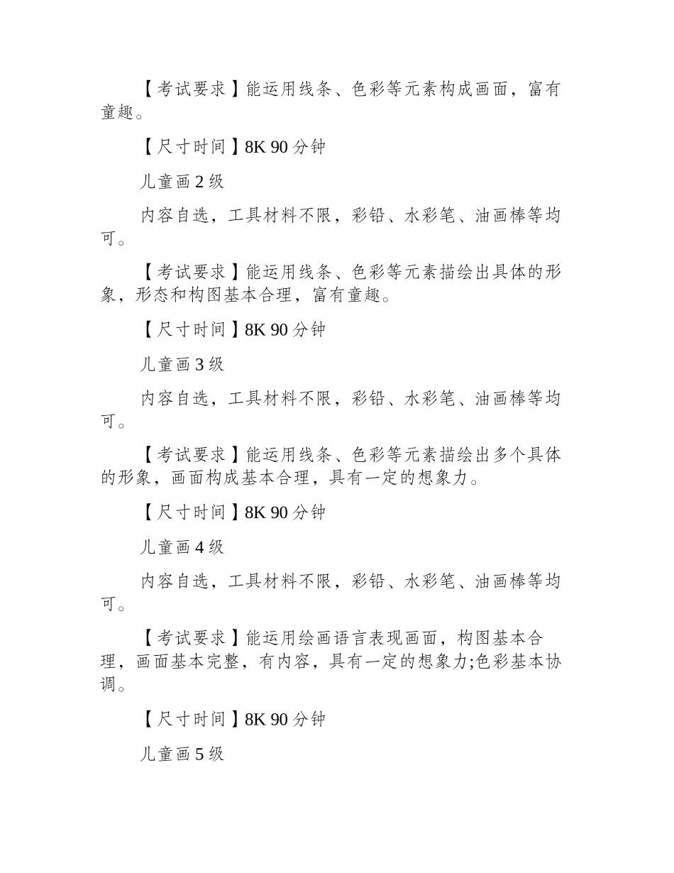 少儿美术考级内容和标准美术考级3_第2页