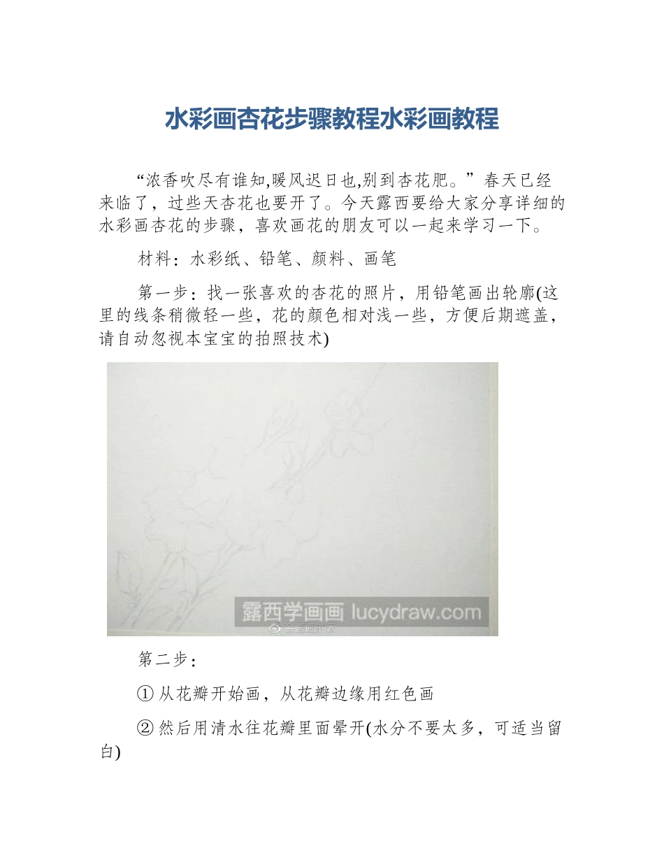 水彩画杏花步骤教程水彩画教程_第1页