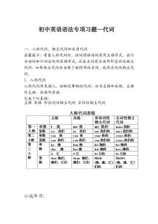 初中英语语法专项代词习题2