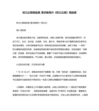 权力之殇观后感_警示教育片《权力之殇》观后感 