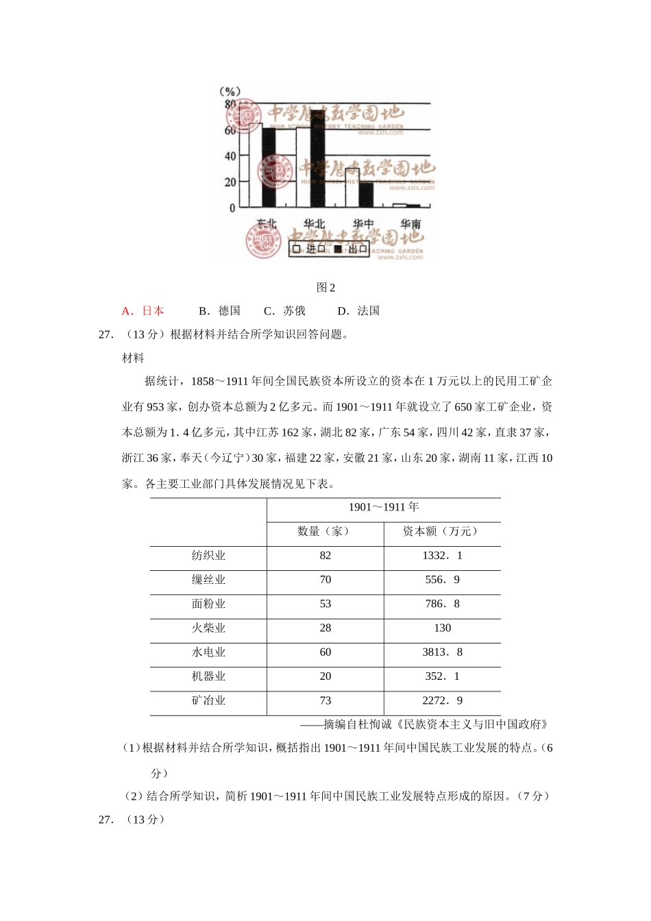 海南历史高考真题汇编：近代经济结构的变动_第2页