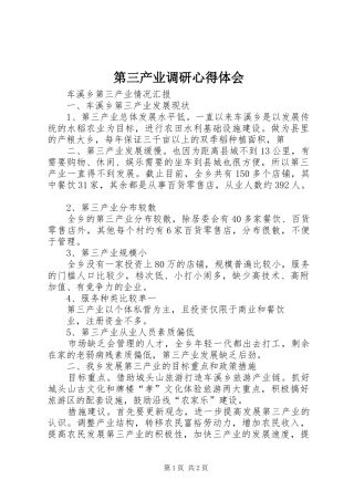 第三产业调研心得体会 