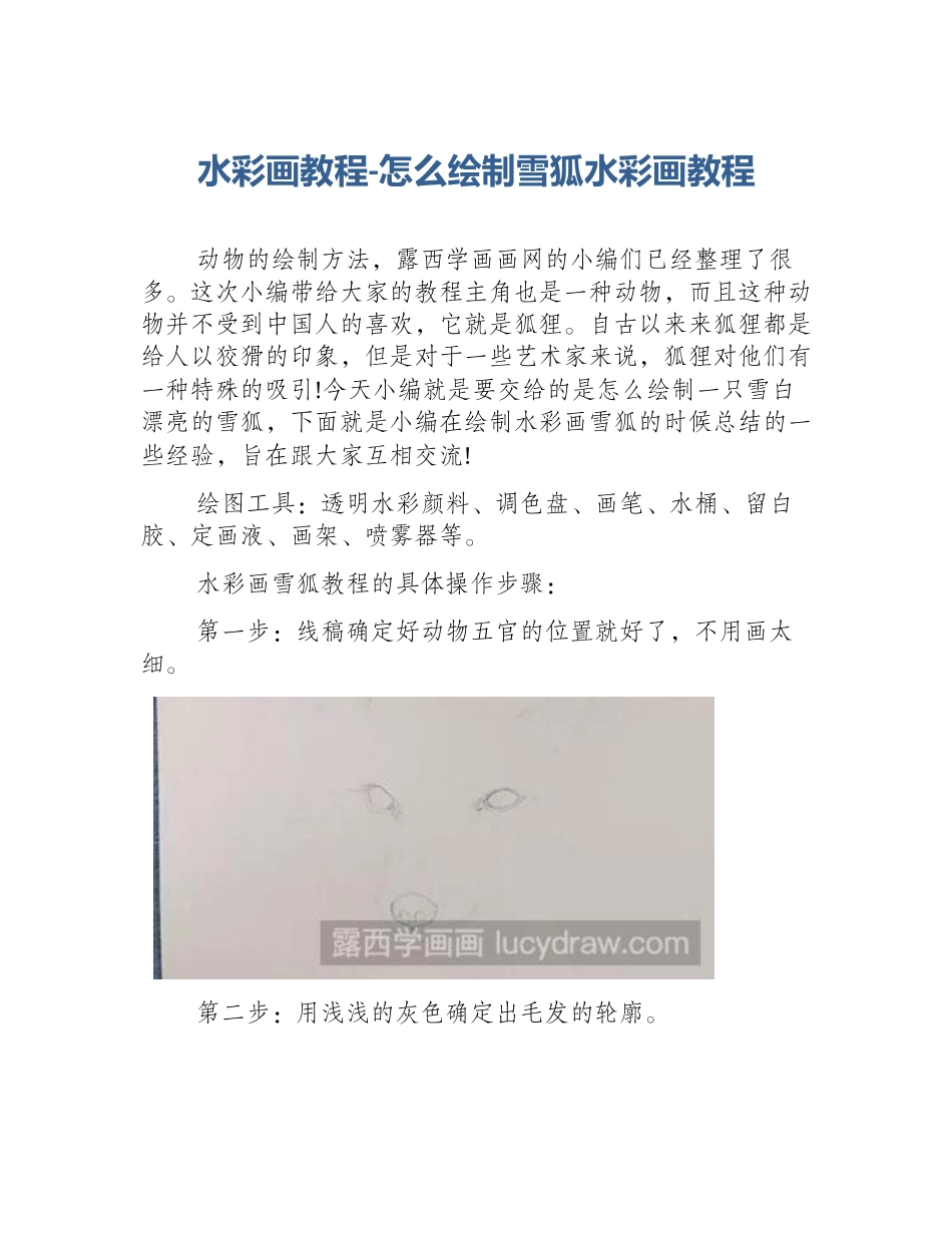 水彩画教程-怎么绘制雪狐水彩画教程_第1页