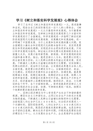 学习《树立和落实科学发展观》心得体会 