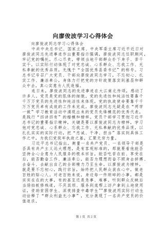 向廖俊波学习心得体会 