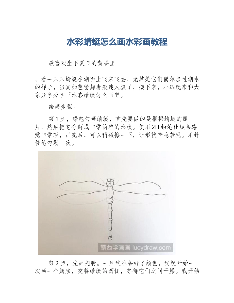 水彩蜻蜓怎么画水彩画教程_第1页