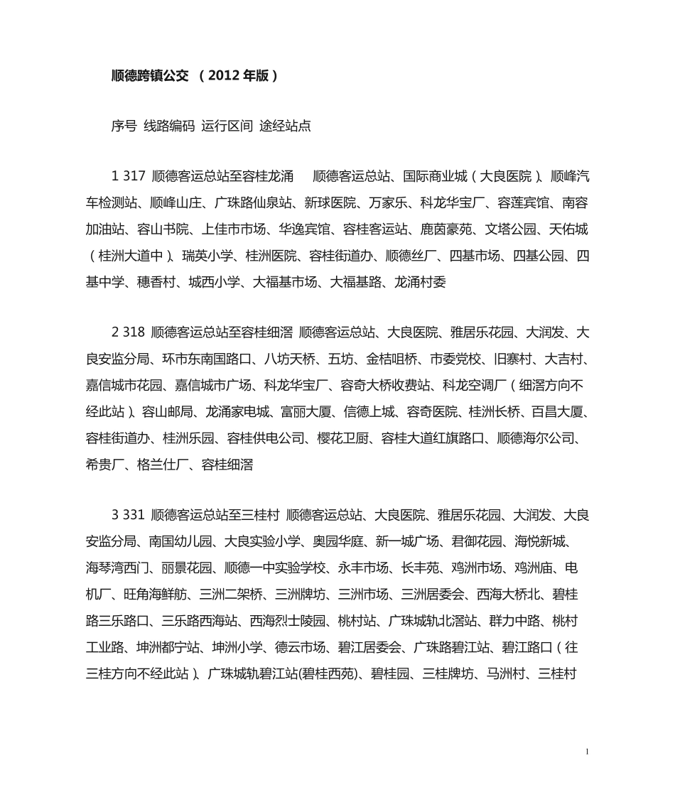 顺德公交线路 _第1页