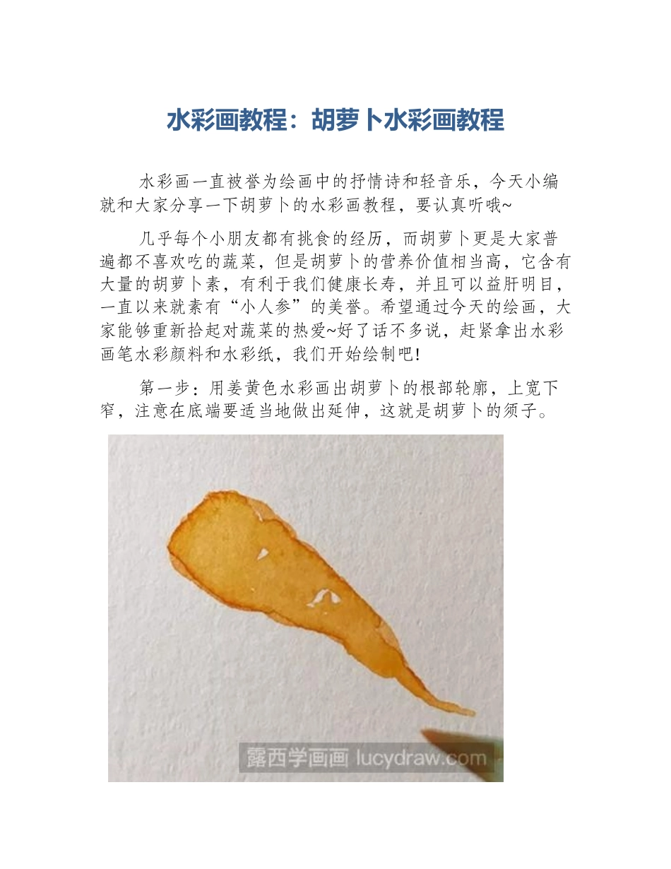 水彩画教程：胡萝卜水彩画教程_第1页