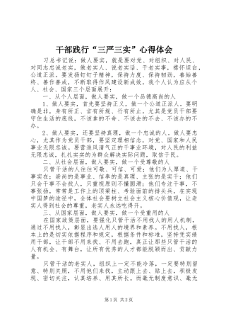 干部践行“三严三实”心得体会 