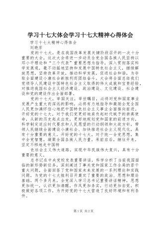 学习十七大体会学习十七大精神心得体会 
