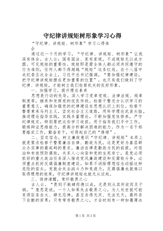 守纪律讲规矩树形象学习心得 