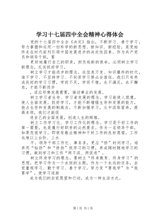 学习十七届四中全会精神心得体会 