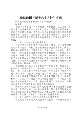 依法治国“新十六字方针”有感 