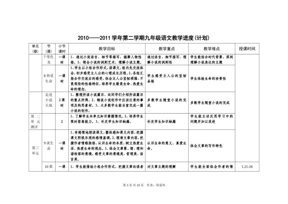 九下教学计划（进度表）_第3页