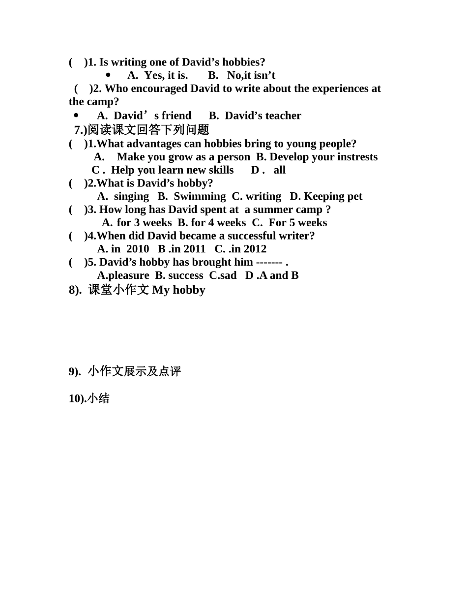 八年级下册英语module6unit2导学案修改好_第2页