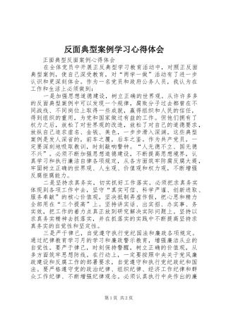 反面典型案例学习心得体会 