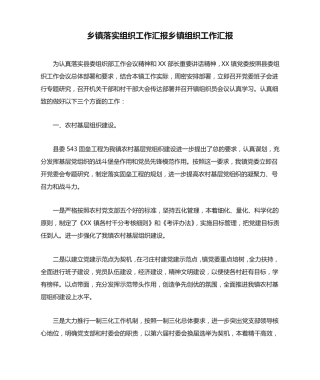 乡镇落实组织工作汇报乡镇组织工作汇报 