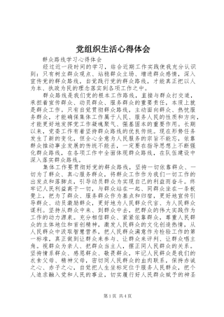 党组织生活心得体会 