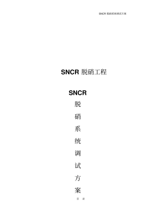 SNCR调试方案详细