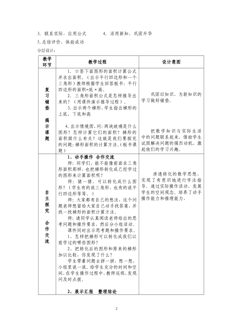 《梯形面积的计算》说课稿_第2页