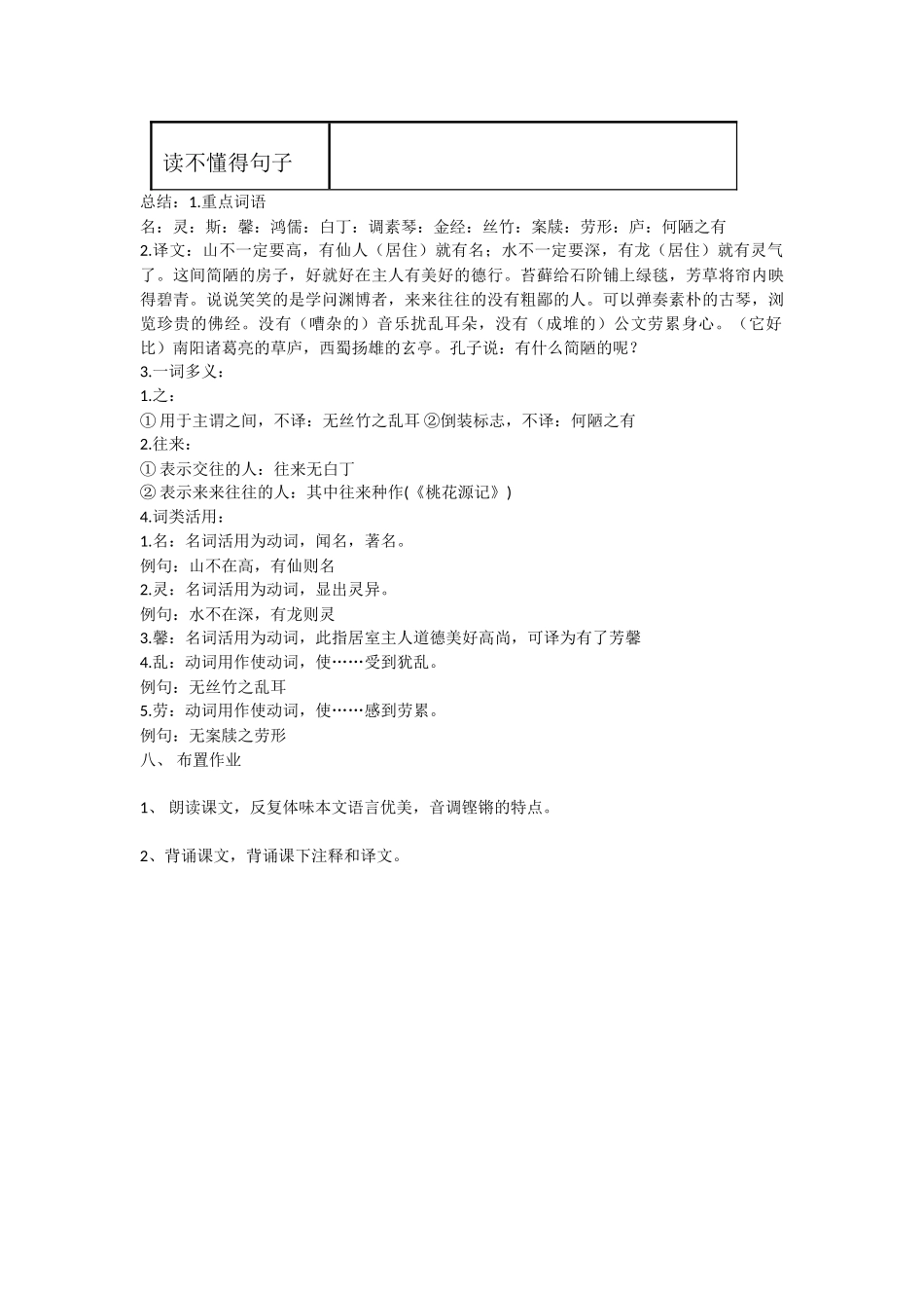 (部编)初中语文人教2011课标版七年级下册陋室铭一课时_第3页