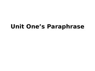 UnitOne'sParaphrase(1)