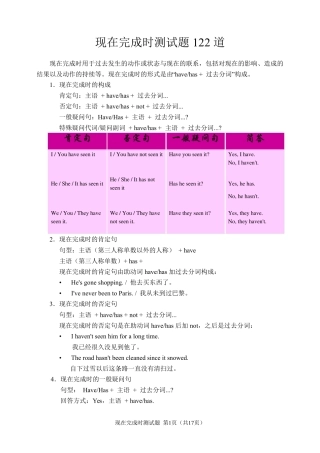 现在完成时练习题122道(含答案) 