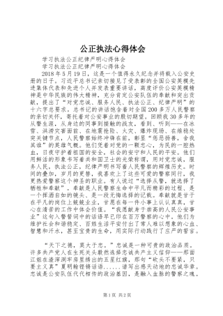 公正执法心得体会 