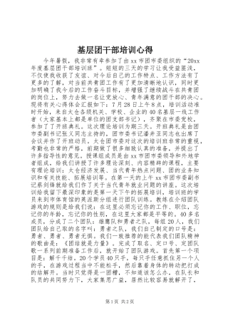 基层团干部培训心得 